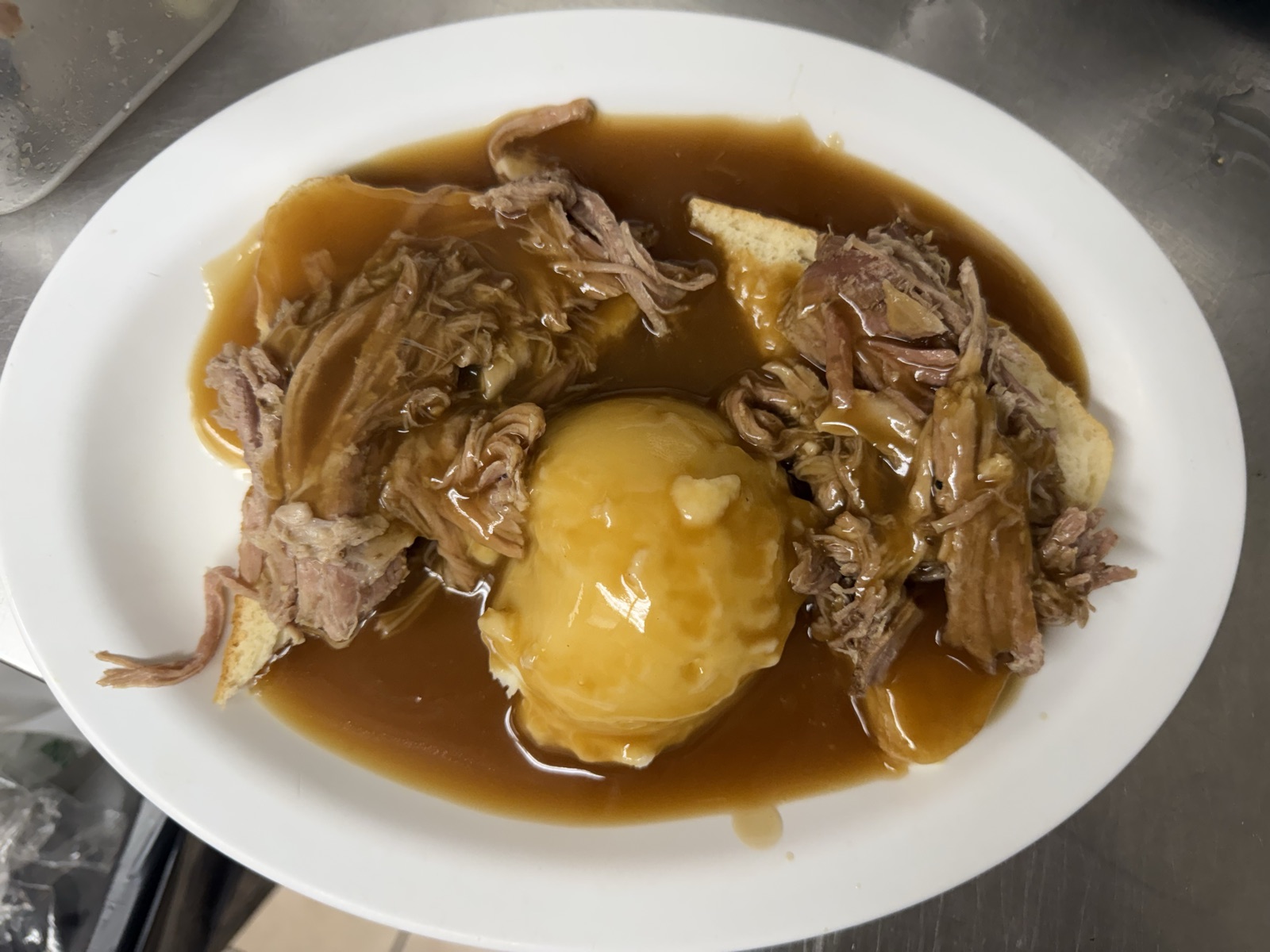 Hot beef commercial with mashed potatoes and gravy